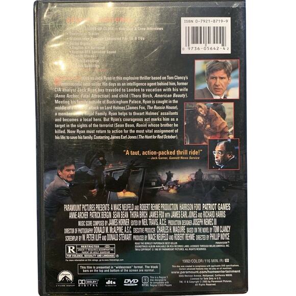 Vintage 1992 Patriot Games Special Collector's Edition DVD Harrison Ford VG - Picture 2 of 2